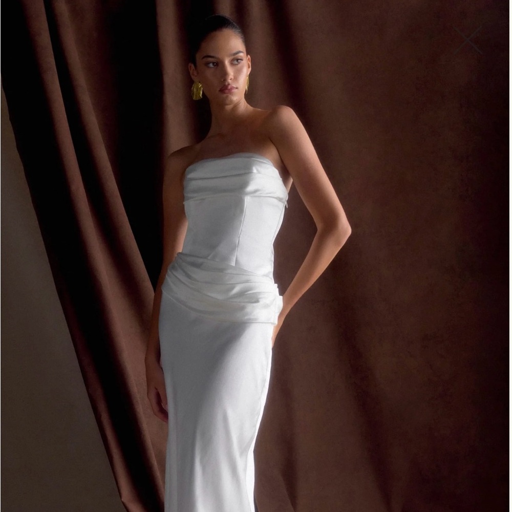 Jasmine Strapless Satin Maxi Dress